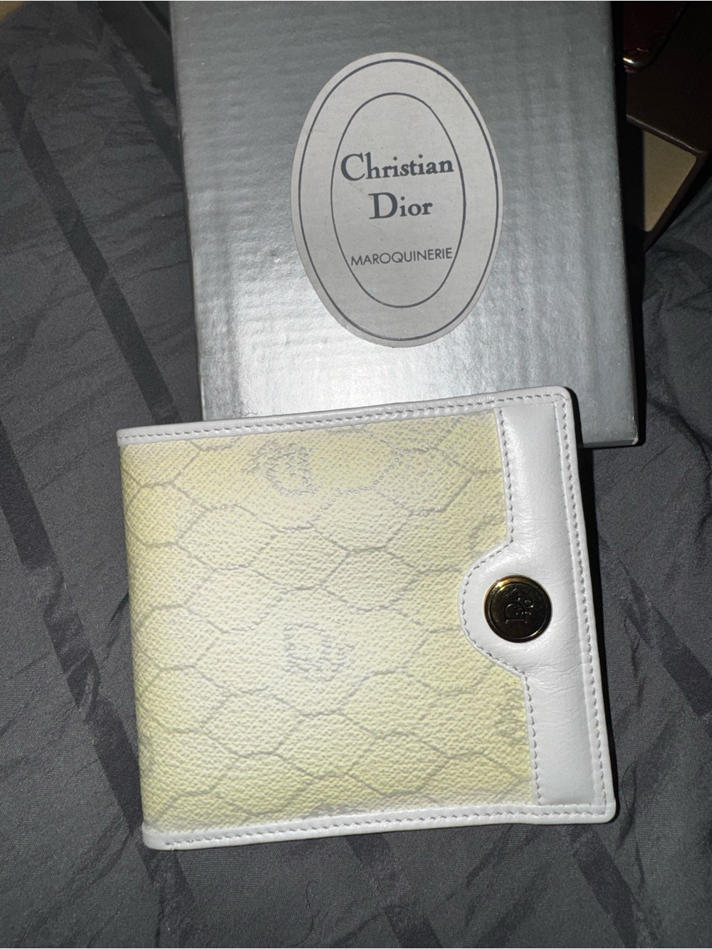 Dior White Trim Black Interior Bifold wallet with COA